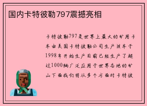 国内卡特彼勒797震撼亮相