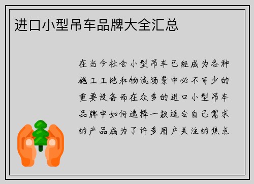 进口小型吊车品牌大全汇总